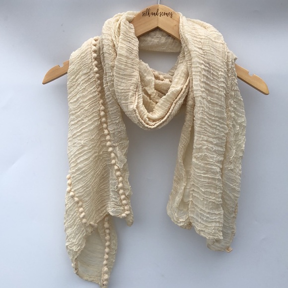 Anthropologie Accessories - Anthropologie Remi & Reid crinkle Pom scarf